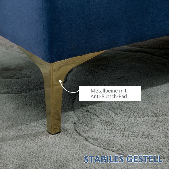 Bænk sengebænk skobænk med hævede ben soveværelse velour blå