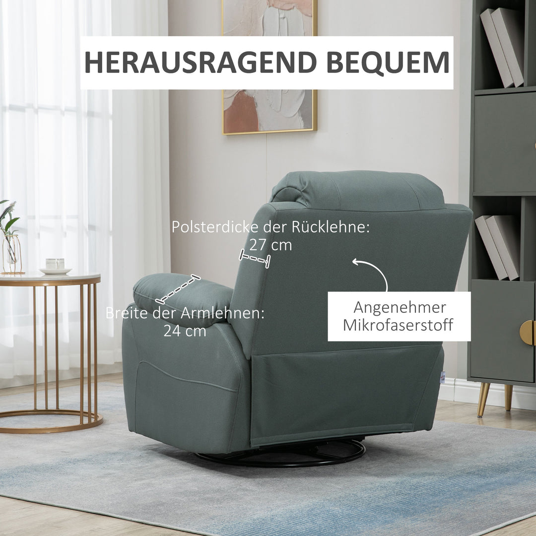 Afslappende stol med hældningsjustering op til 135°, 360 grader roterbar, 93 cm x 100 cm x 98 cm, stålstel, grøn