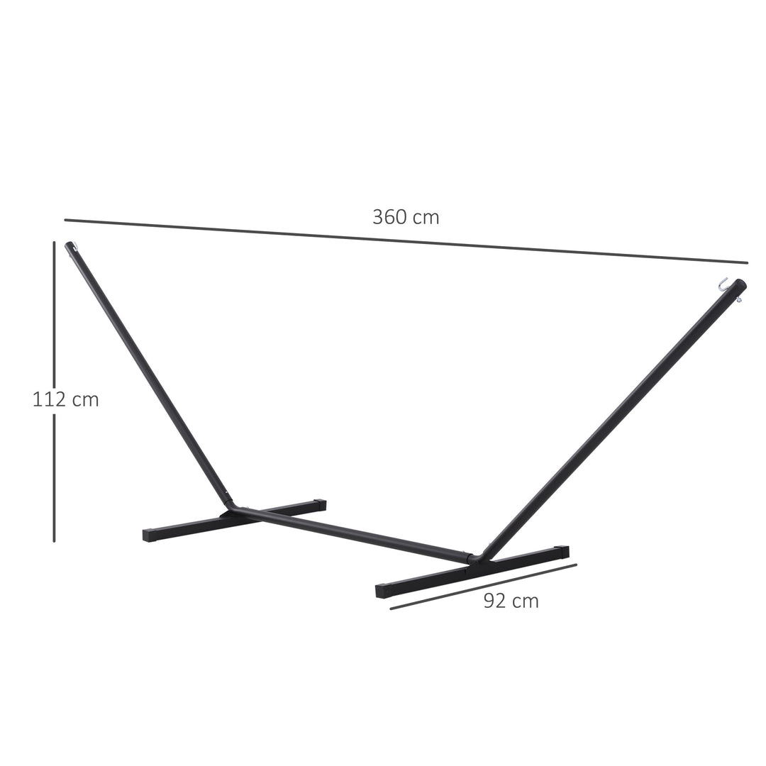 Hængekøjestativ til hængekøjer, hængekøjestativ med kroge, have, strand, metal, 360 x 92 x 112 cm, op til 120 kg