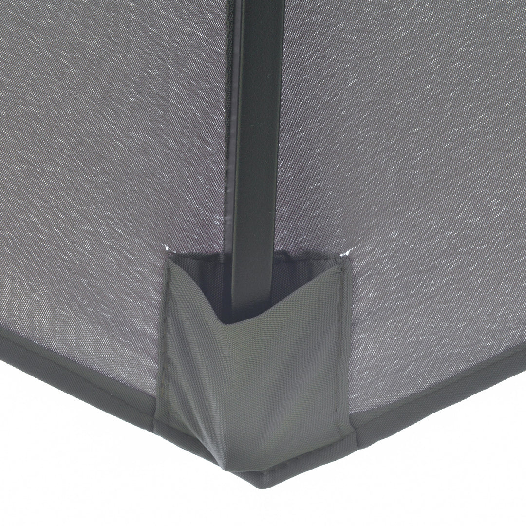 Parasol med 3-lags baldakin håndsving, 8 ribber haveparasol med solbeskyttelse, 260 cm, stål, polyester, mørkegrå