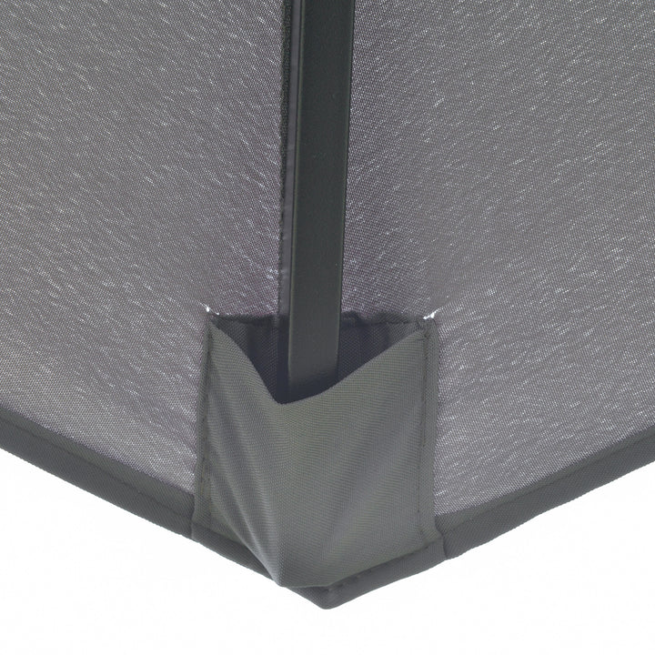 Parasol med 3-lags baldakin håndsving, 8 ribber haveparasol med solbeskyttelse, 260 cm, stål, polyester, mørkegrå