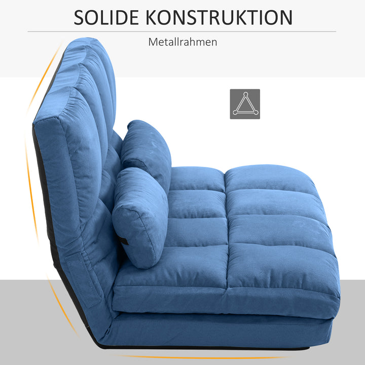 Gulvsovesofa sofa, foldbar, justerbar ryglæn, 102 cm x 73 cm x 60 cm, blå