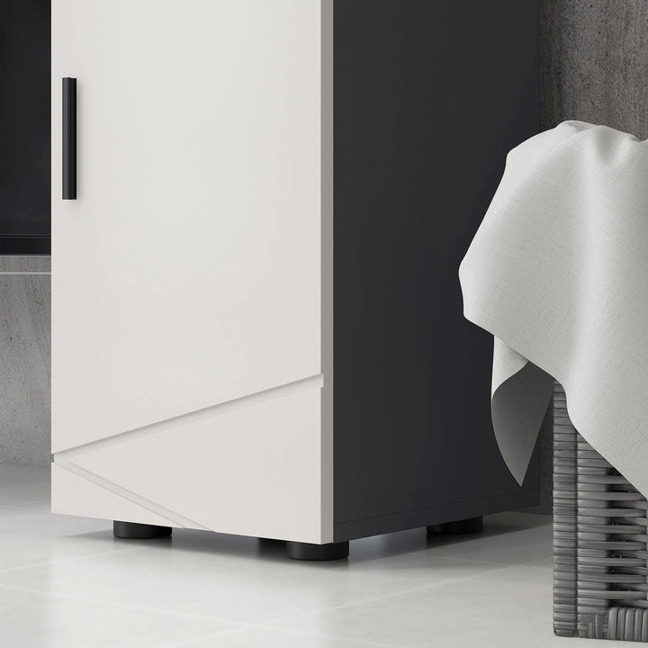 Badeværelsesskab, badeværelseskommode, justerbare hylder, lasteevne op til 25 kg, grå