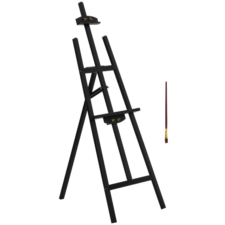 Træstaffeli, 134,5 cm højt, til lærreder op til 108 cm, feltstaffeli, studiestaffeli til maleri, skitsering, bryllupper, udstillinger, sort