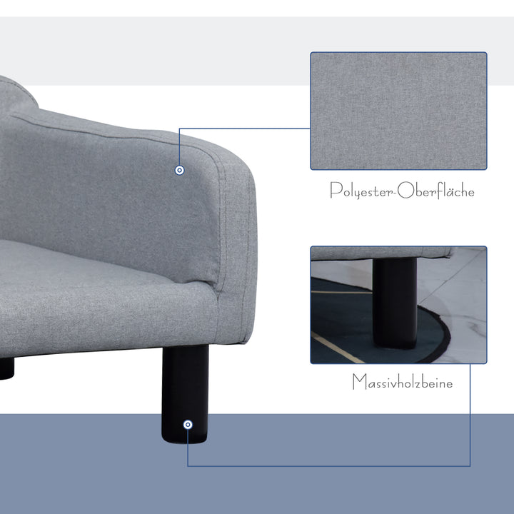 Hundesofa med blødt betræk kæledyrssofa med træben hundeseng 82 x 54 x 36 cm