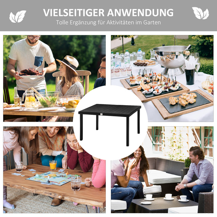 Havebord til 6 personer, spisebord, aluminiumsbord, havemøbler, loungemøbler, letplejelig plastik, sort, 140 x 90 x 74 cm