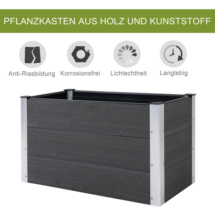 Højbed lavet af aluminium, plantebed, kold ramme, havebed, blomsterkasse, vejrbestandig, uden base, plantekasse 100x50x55,5 cm til terrasse, balkon, blomsterkasse til blomster, planter, grå