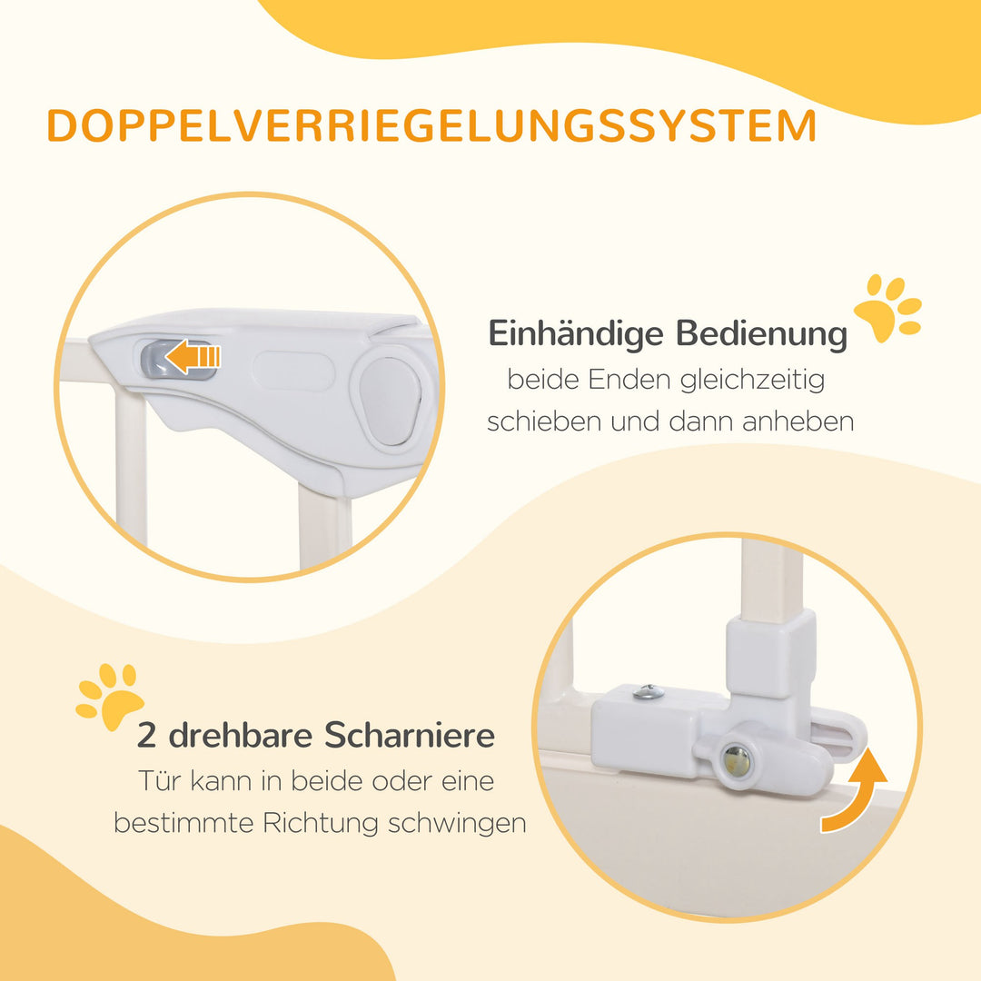 Ekstra høj hundegitter med automatisk lukning, metalramme, 97,5 x 104,1 cm, hvid