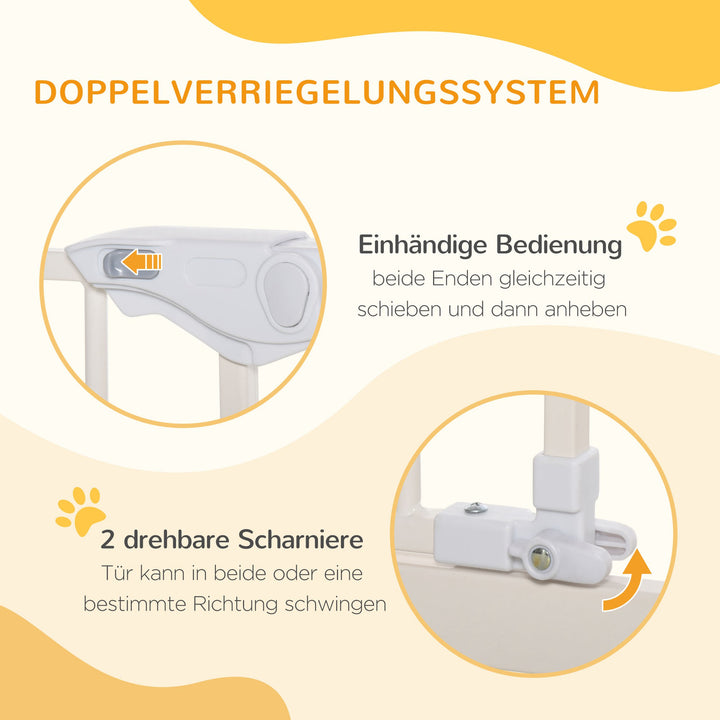 Ekstra høj hundegitter med automatisk lukning, metalramme, 97,5 x 104,1 cm, hvid