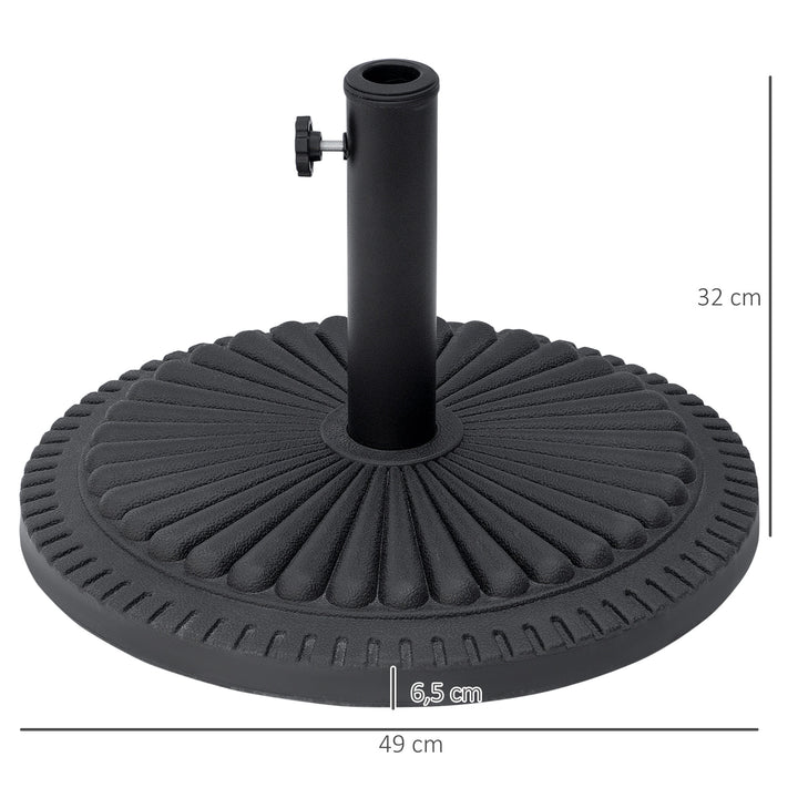Parasolfod 14 kg, rund parasolfod, parasolvægt til parasoller med en rørdiameter på 35-48 mm, til altan, terrasse, have, sort