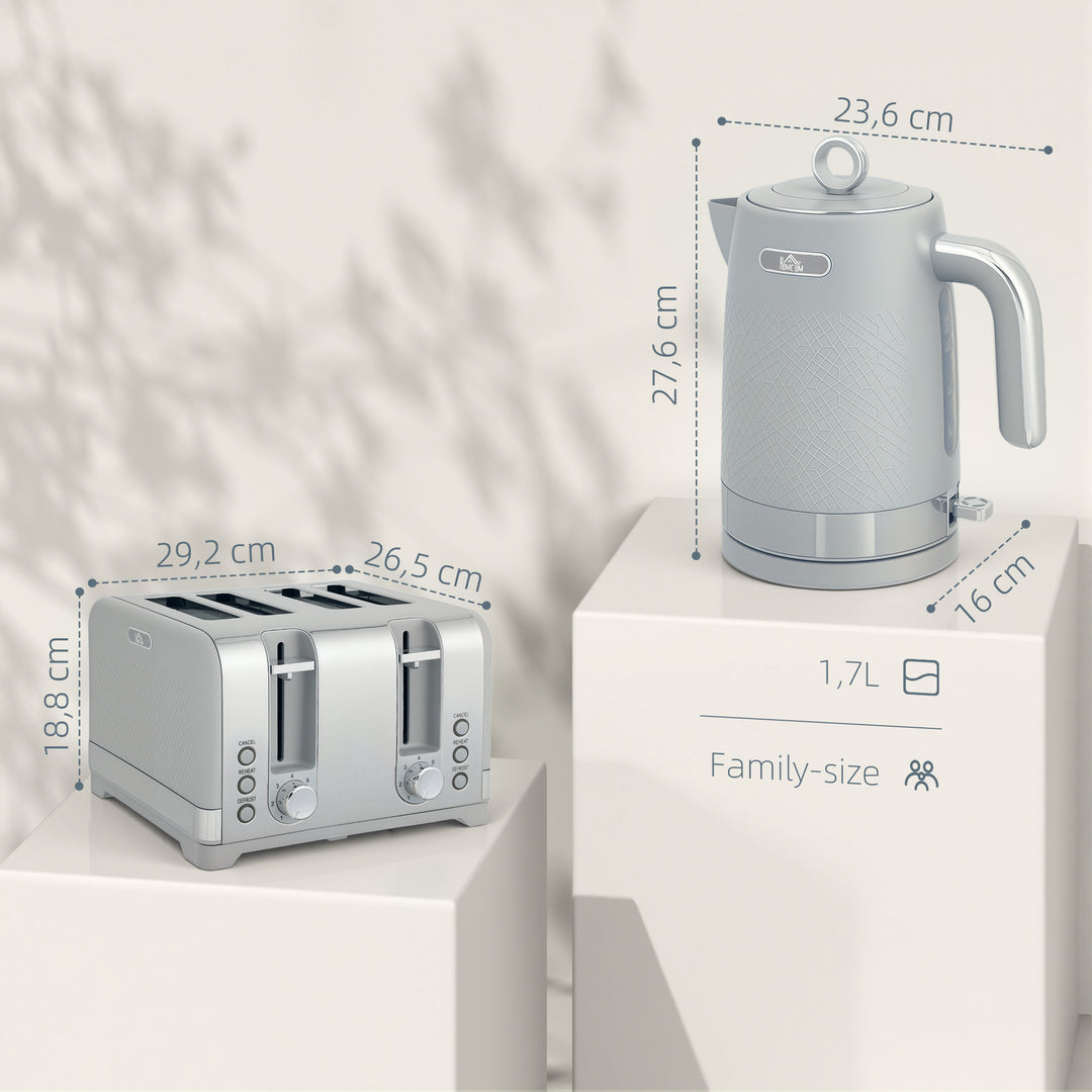 Elkedel- og brødristersæt, 1,7L 2200W hurtigkogende elkedel med termostat