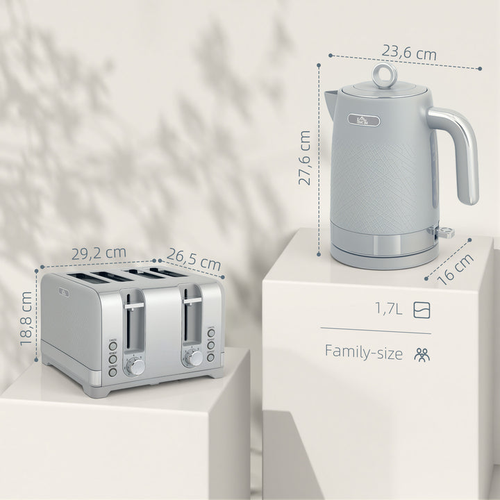 Elkedel- og brødristersæt, 1,7L 2200W hurtigkogende elkedel med termostat