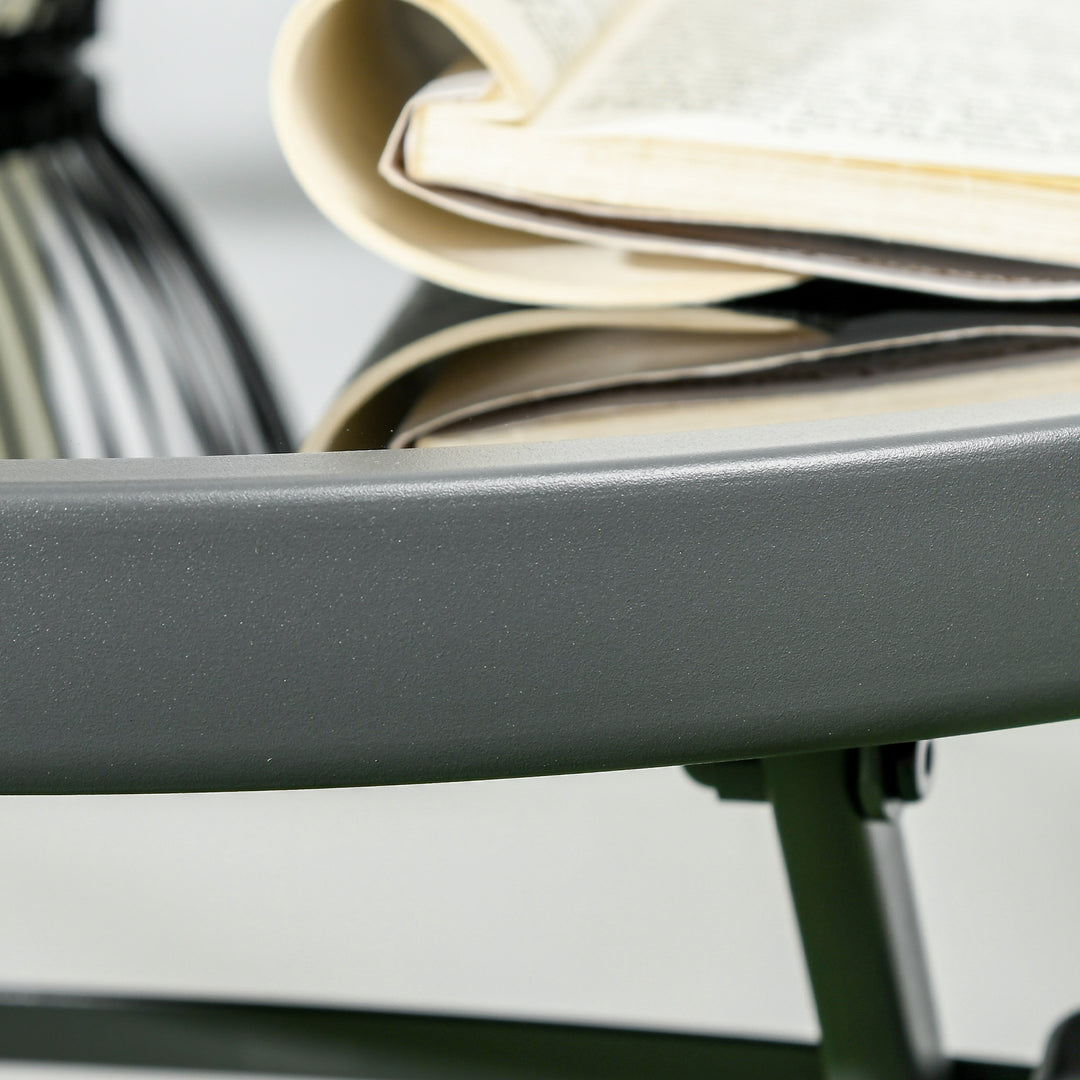 Bistrosæt 3-delt havemøbelsæt af metal, vejrbestandigt med klapbord i glas og havestole, mørkegrå