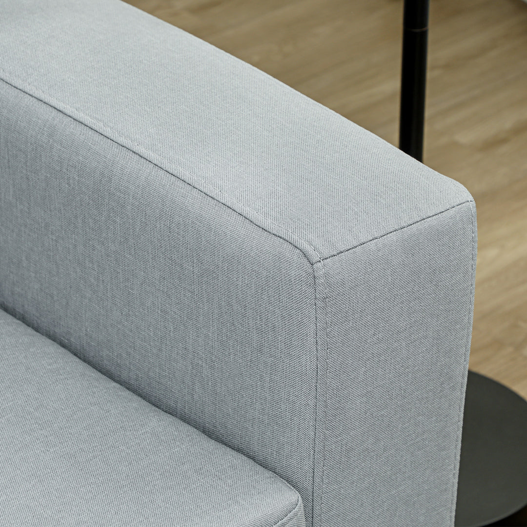 3-Personers sofa, sofa med massivt træstel, metalben, enkelt design, lysegrå