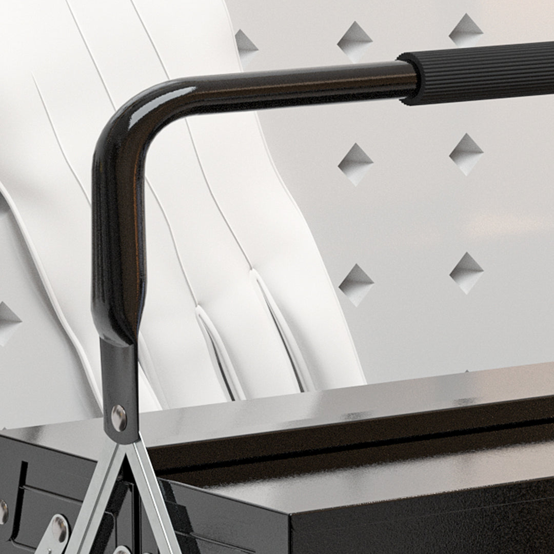 Værktøjskasse, værktøjskuffert med 3 niveauer, stål, 56l x 20b x 41h cm, sort