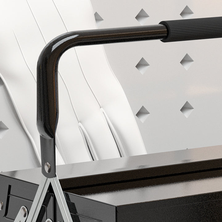 Værktøjskasse, værktøjskuffert med 3 niveauer, stål, 56l x 20b x 41h cm, sort