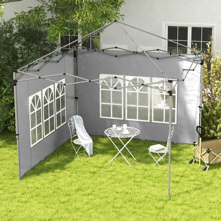 Sæt med 2 sidepaneler til 3x3/3x4 m pavillon, sidevæg med vindue, vandtæt, lysegrå
