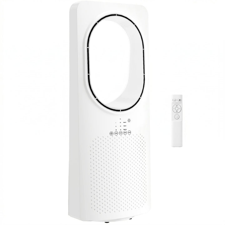 Bladløs tårnventilator til soveværelser, 36 dB standerventilator med 45° oscillation, 3 hastigheder, 3 tilstande, 15-timers timer, hvid