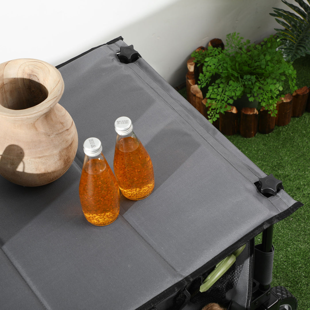 Foldbar trækvogn, 5 sidelommer, justerbart håndtag, op til 120 kg, stål, mørkegrå, 100 x 55 x 93 cm