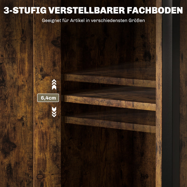 Sidebord med opbevaring, 2 åbne hylder, justerbar i 3 niveauer, magnetisk dør, brun