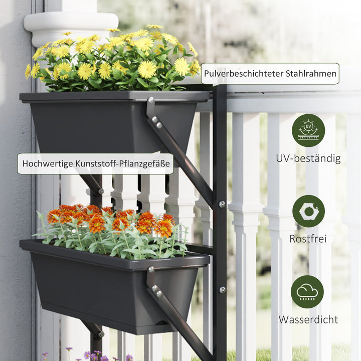 Sæt med urtepotter med huller, 56x42 cm plantepotter, firkantet plantepotte, plastik mørkegrå