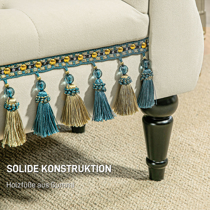 Polstret bænk, vintage design, op til 150 kg, 117 x 40 x 58 cm, beige