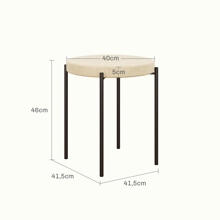 Køkkenskamler sæt med 4, stabelbar, velour look, op til 100 kg, metalstel, 41,5 x 41,5 x 46 cm, cremehvid