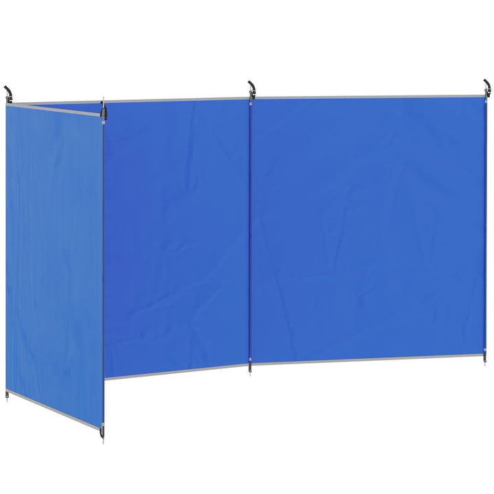 Vindskærm Camping Privacy Screen med 4 stålstænger Bæretaske Strandbeskyttelse til Camping Have Strand 540 x 150 cm Blå