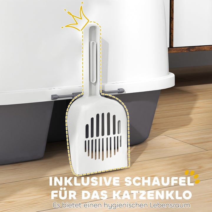 Kattebakke med låg og ske, nem at rengøre, aflåselig, hvid