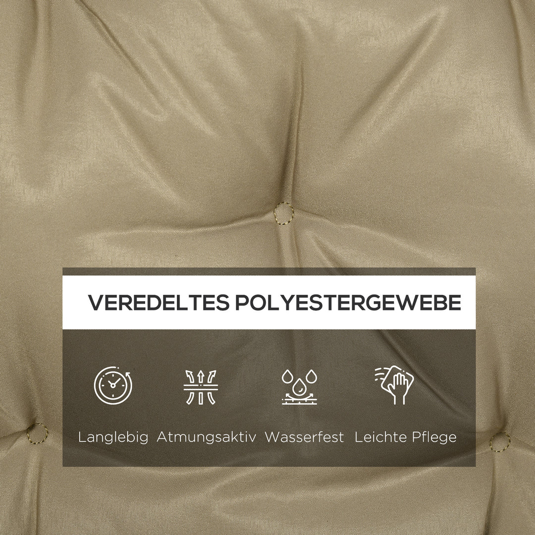 3-Personers bænkehynde 150x98x8 cm med stropper, bænkehynde til havemøbler og verandagynge, khaki