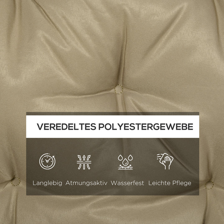 3-Personers bænkehynde 150x98x8 cm med stropper, bænkehynde til havemøbler og verandagynge, khaki