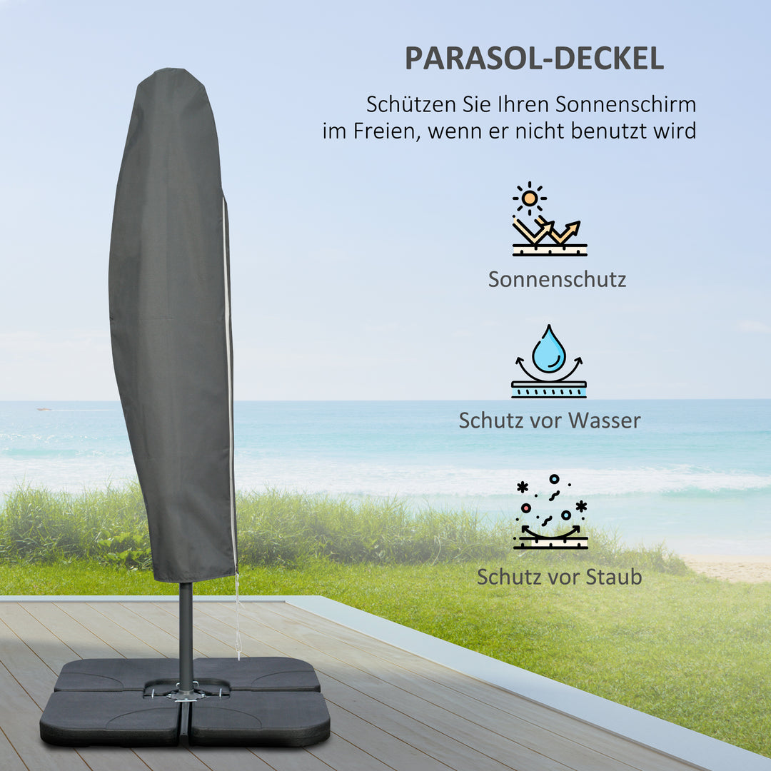 Fritstående parasol, haveparasol, inklusive krydsfod, vejrbestandig, 292 cm x 292 cm x 247 cm, grå