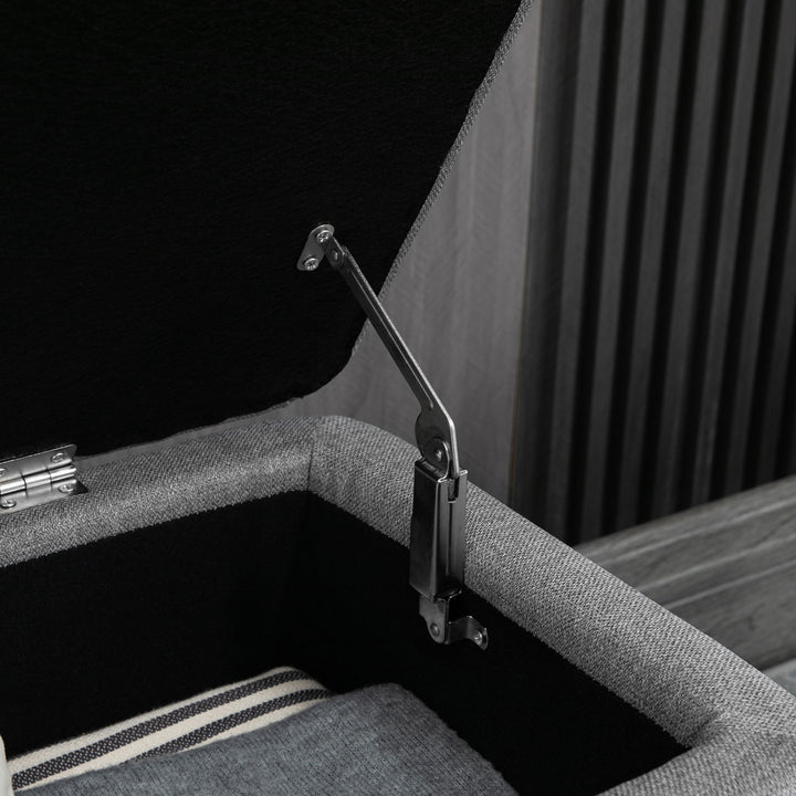 Opbevaringsbænk med linnedlook, kommode med stålben, 102 x 40 x 44 cm, grå