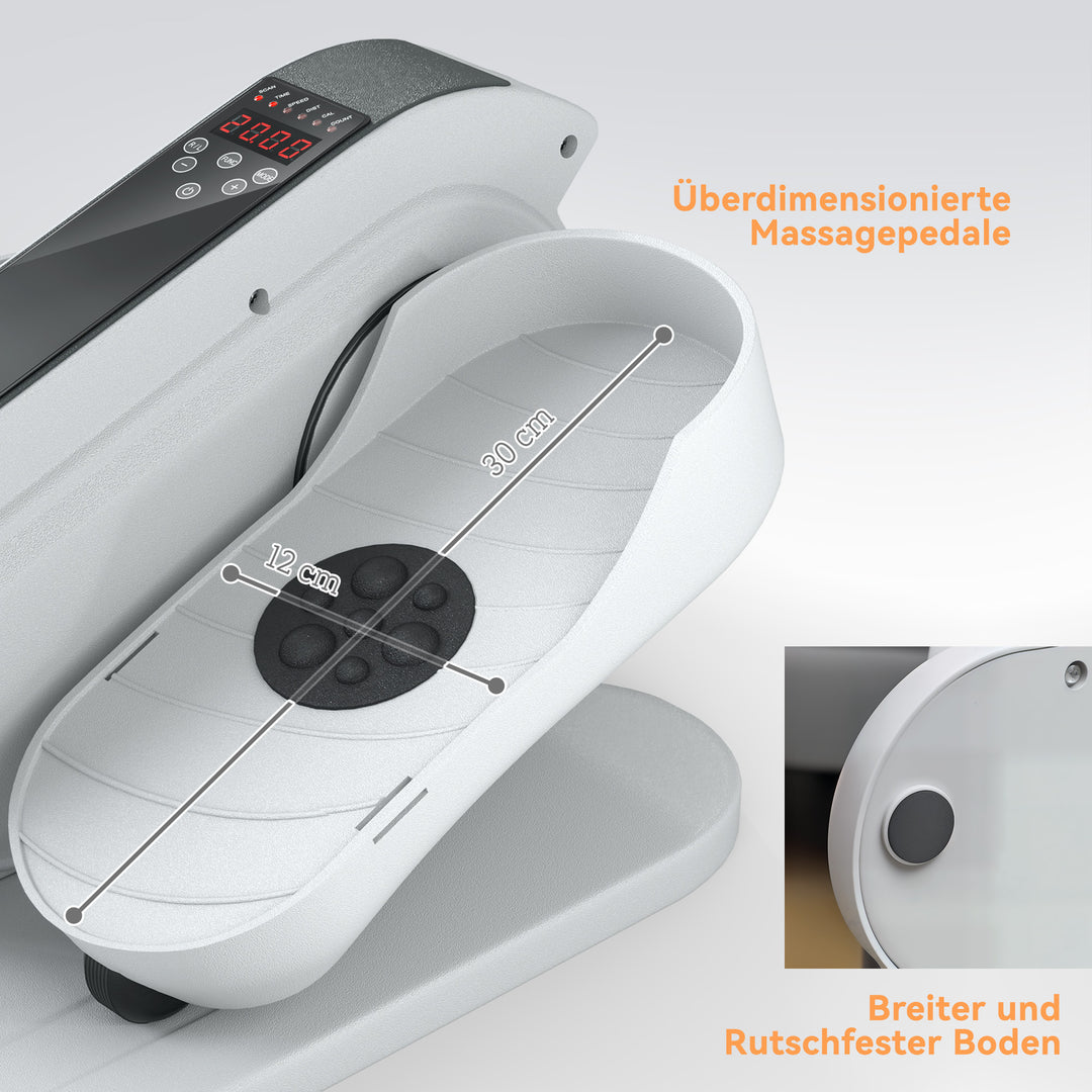 Siddende pedaltræner, mini elliptisk træner med lcd-skærm, fjernbetjening, 10 justerbare hastighedsniveauer, hvid