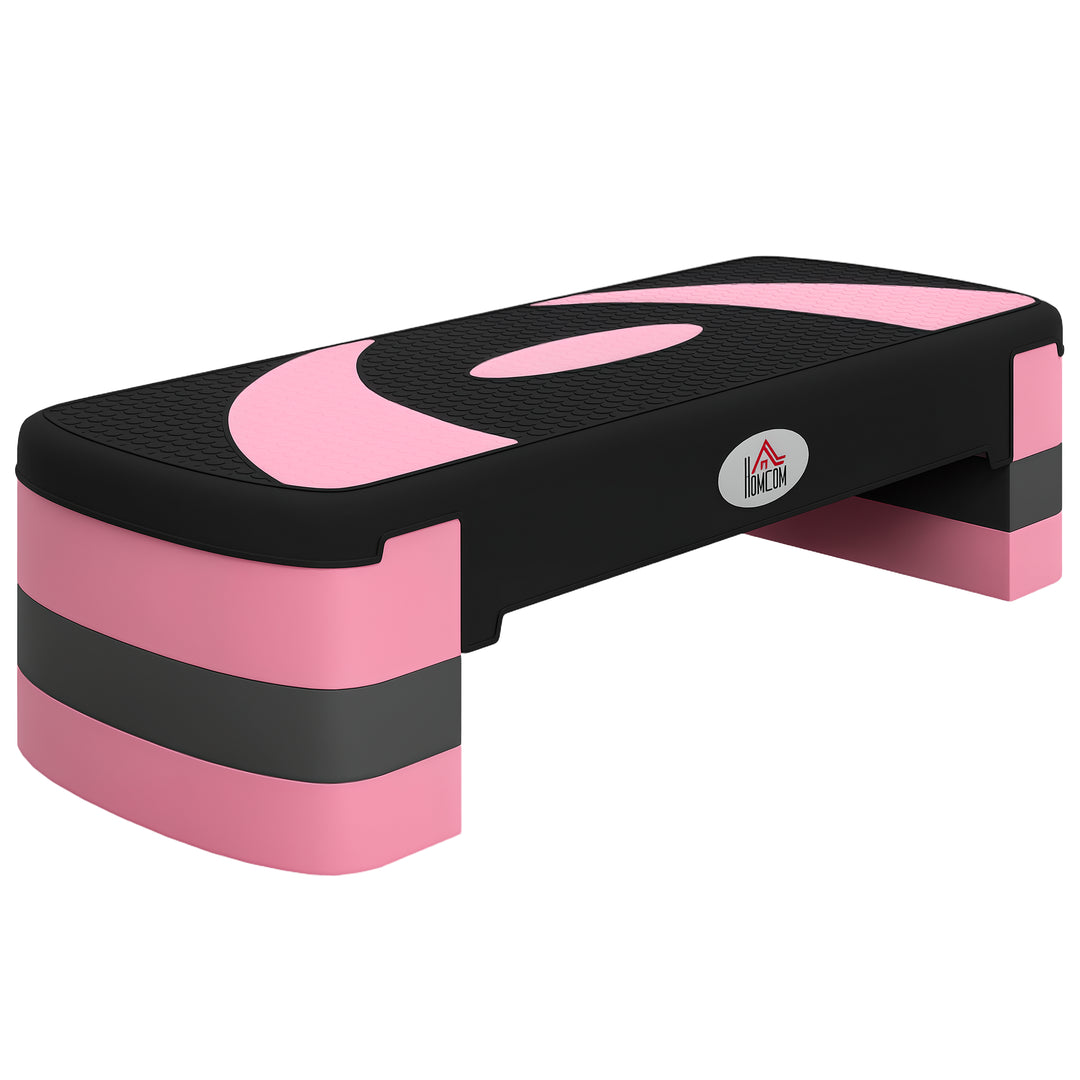 Aerobic stepper, højdejusterbar, 80 x 31 x 10/15/20 cm, op til 150 kg, sort/pink/grå