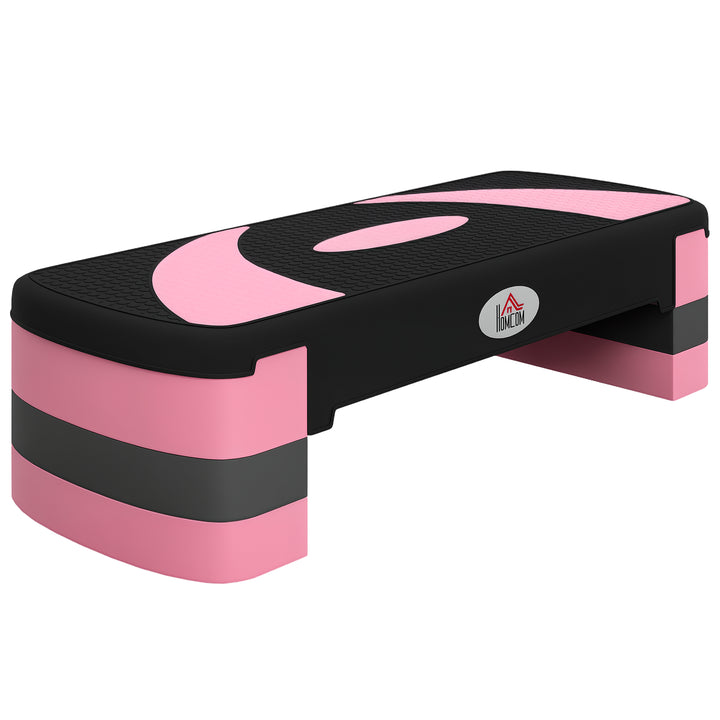 Aerobic stepper, højdejusterbar, 80 x 31 x 10/15/20 cm, op til 150 kg, sort/pink/grå