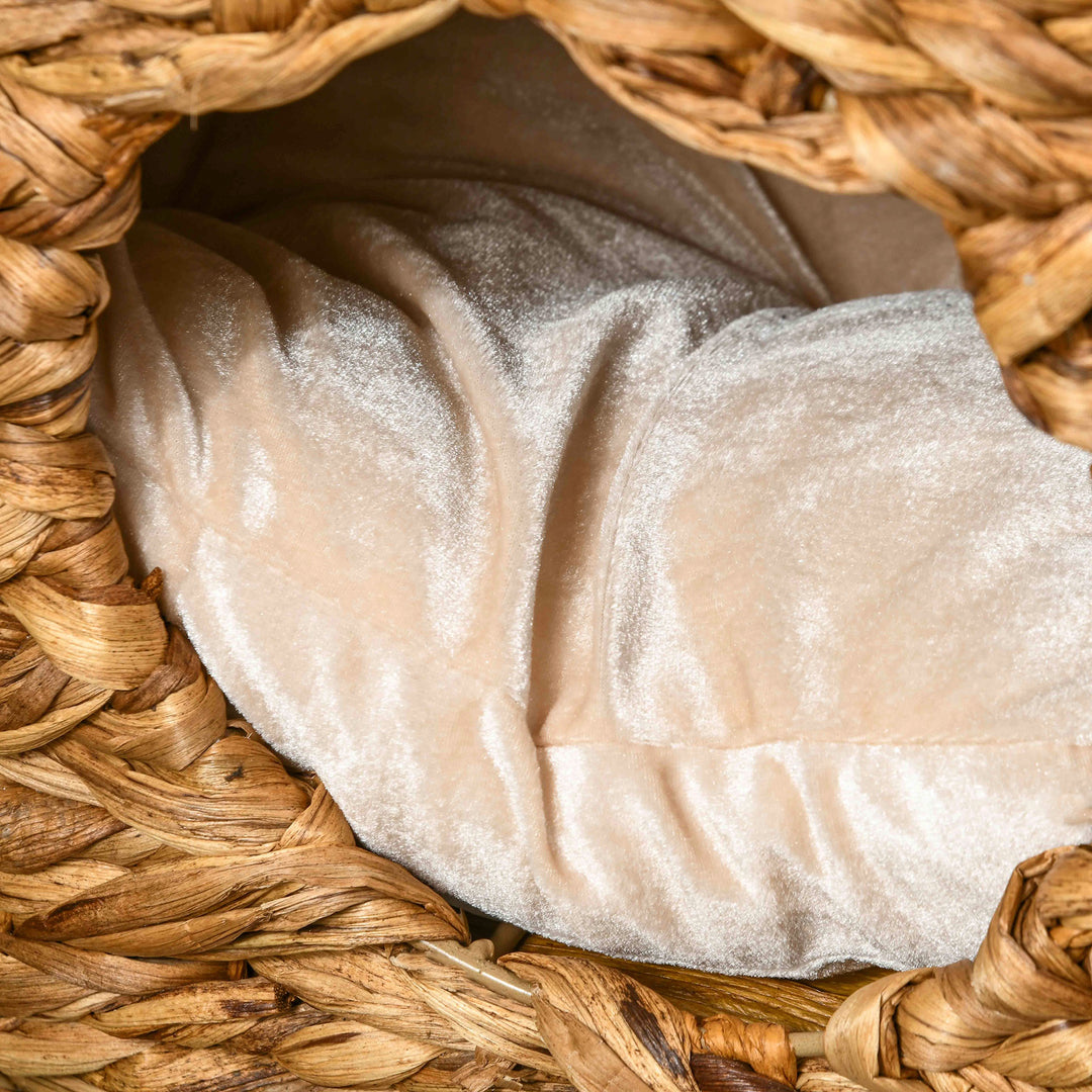 Kradsetræ med kradsetårn, 3 niveauer, polstrede hynder, døråbninger, vandhyacint, lysebrun