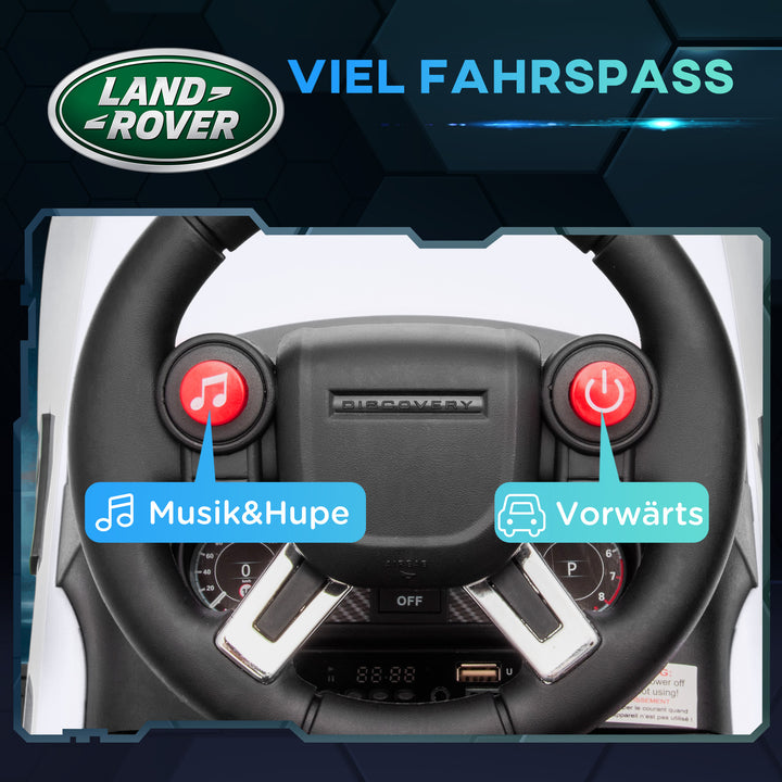 Elektrisk børnebil 6v, land rover, køre-/skubbetilstand, forlygter, musik, hvid