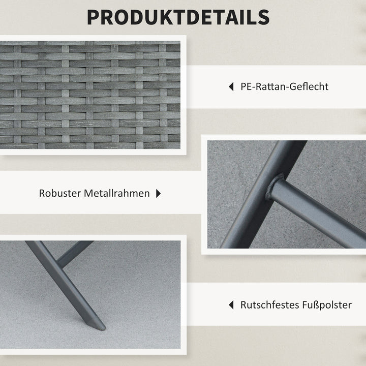 Polyrattan bistrosæt til 2 personer siddegruppe rattan havemøbelsæt grå