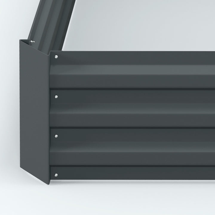 Sæt med 2 plantekasser, blomsterpotter, blomsterpotter til have, terrasse, galvaniseret stål, 100 x 100 x 30 cm, mørkegrå