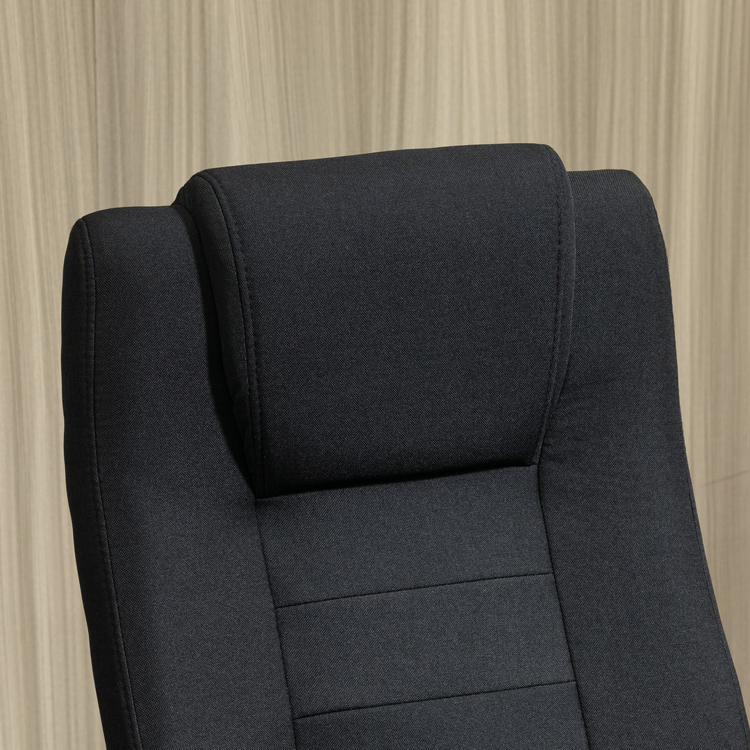 Kontorstol, computerstol med vippefunktion, nakkestøtte, ergonomisk skrivebordsstol, drejelig, højdejusterbar, sort linned-touch, 62 x 76 x 110-119 cm