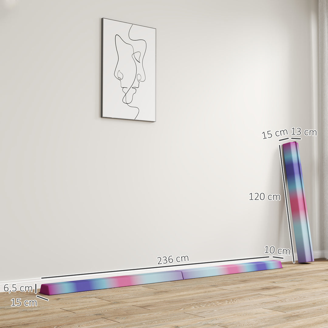 236 cm foldbar balancebom til teenagere 80 kg farverig