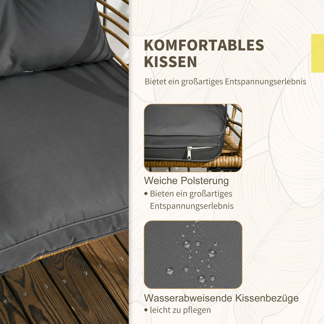 3-Delt vejrbestandigt bistrosæt med 1 sidebord og 2 stole, 62 cm x 65 cm x 78 cm, sand og mørkegrå