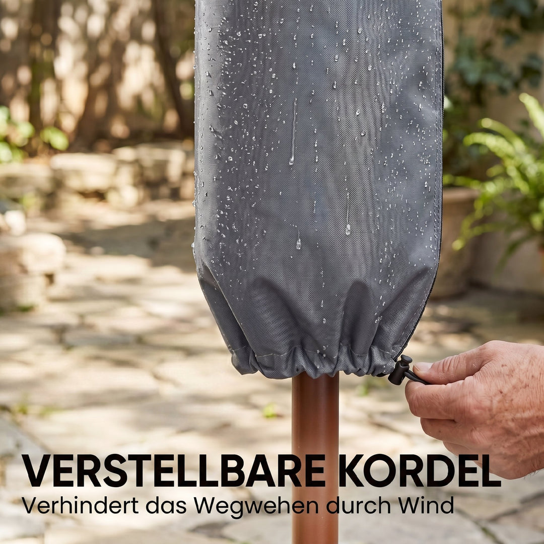 Paraplyovertræk til haveparasol, vejrbestandigt, lynlås, Oxford polyester, 178 cm, grå