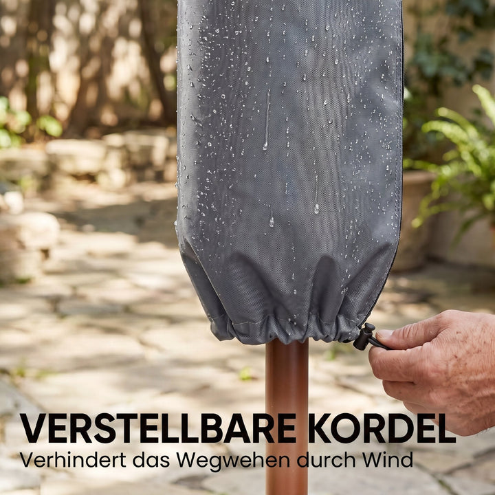 Paraplyovertræk til haveparasol, vejrbestandigt, lynlås, Oxford polyester, 178 cm, grå