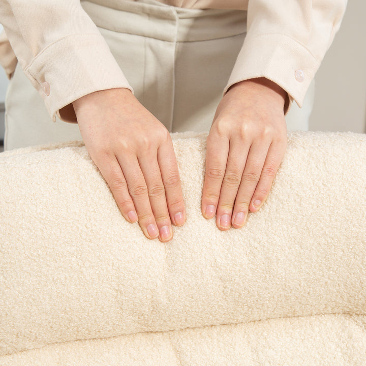 Kontorstol, skrivebordsstol med polstring, vippefunktion, drejelig, rullbar, cremehvid