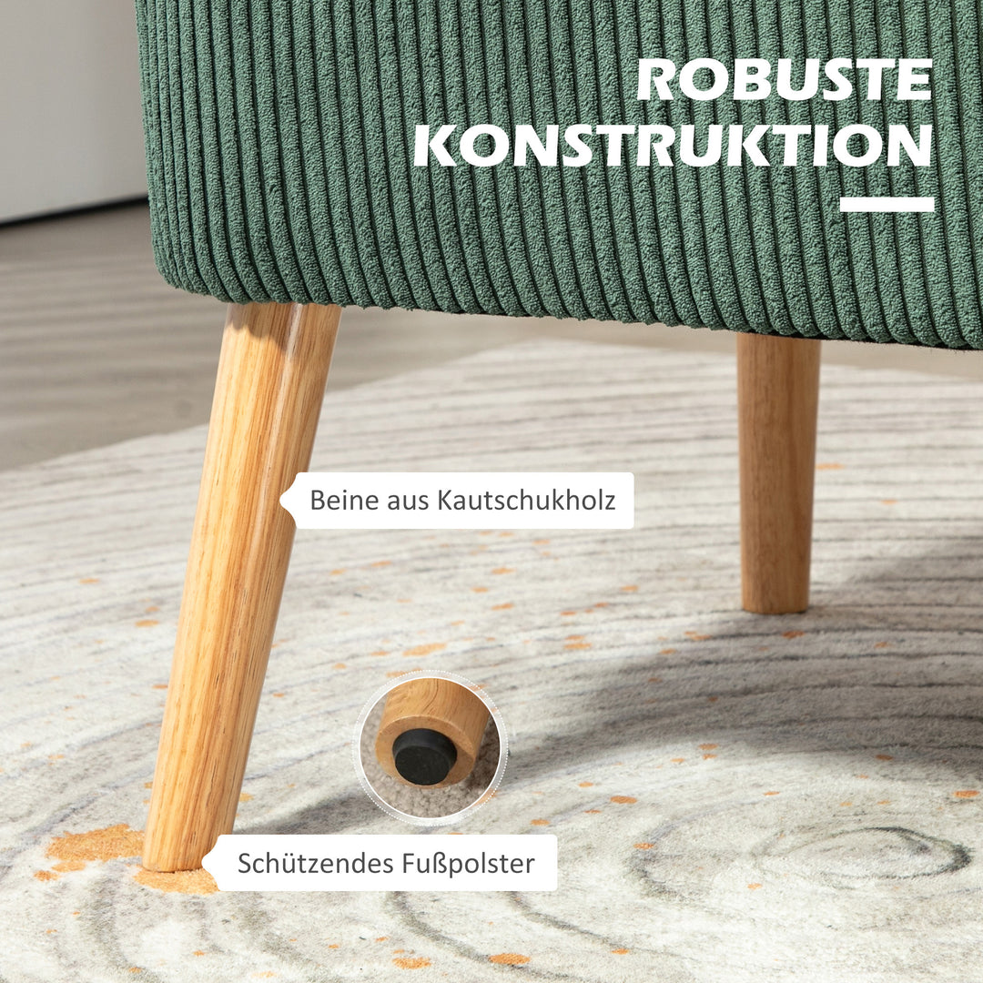 2-Personers polstret sofa, træ, fløjlsblød polyester, skum, 117 x 56,5 x 77 cm, grøn