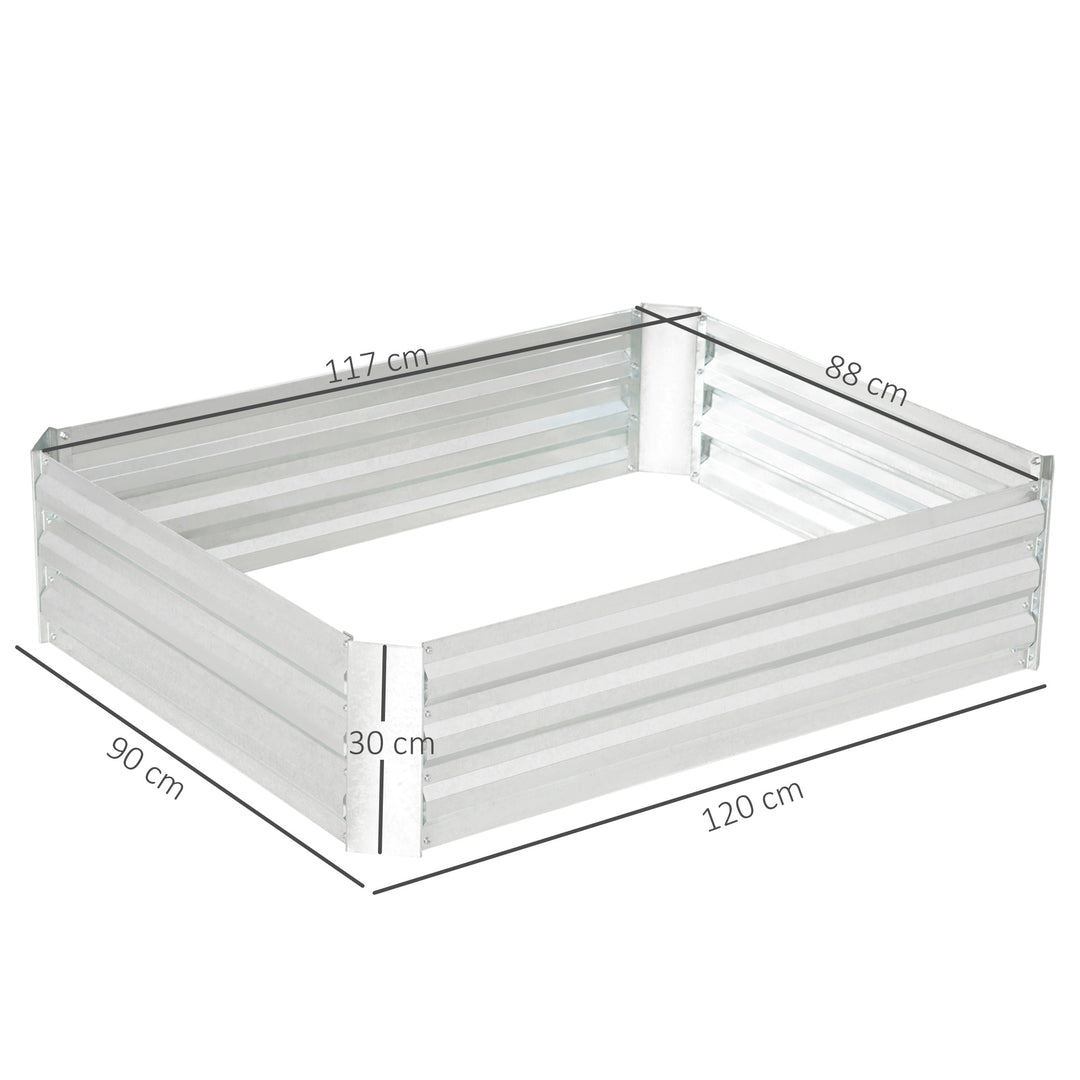 Højbed lavet af galvaniseret stål havebed plantekasse til haven blomsterpotte sølv 120 x 90 x 30 cm