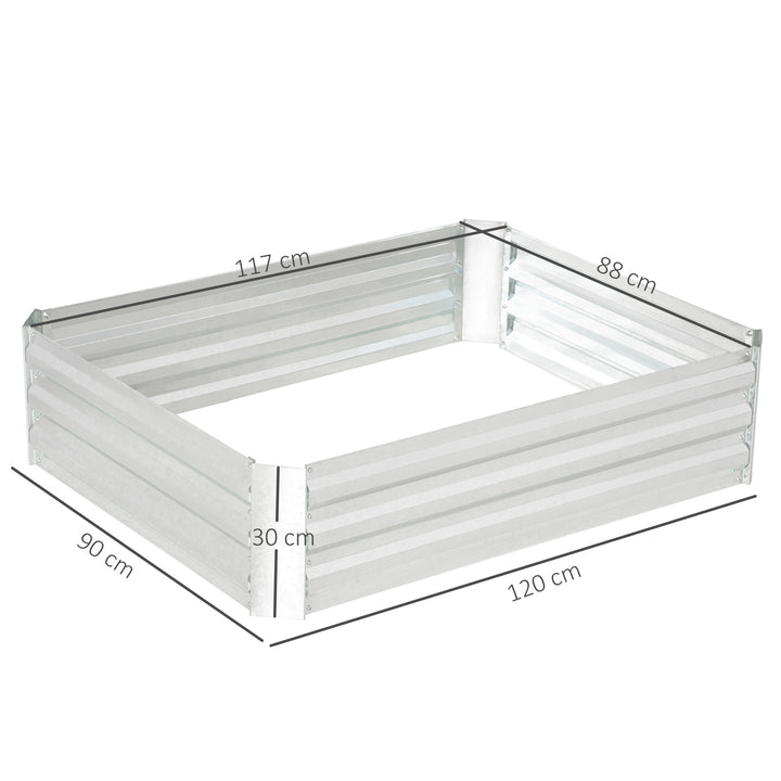 Højbed lavet af galvaniseret stål havebed plantekasse til haven blomsterpotte sølv 120 x 90 x 30 cm