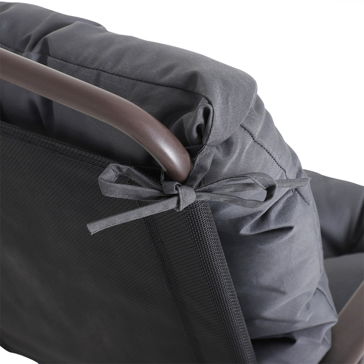 Sæt med 2 siddehynder, 98 cm x 50 cm x 8 cm stolehynder med bånd, vaskbare/ergonomiske siddehynder til hjemmet, haven, sofaen, grå